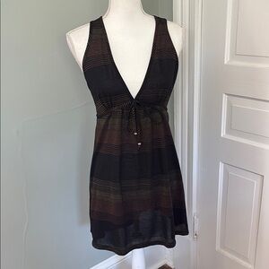 Vintage J. Valdi Striped V-Neck Sleeveless Dress Swim Cover-up size Mediun